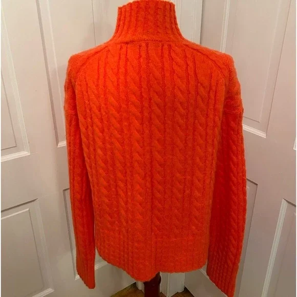 French Connection Jacqueline High Neck Cable Knit‎ Wool Blend Sweater Women Sz L - Picture 5 of 8